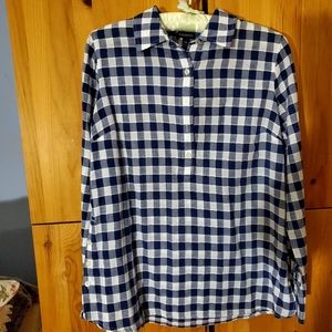 Talbots Women's Navy & White Long Sleeved Pullover Cotton Top size XS